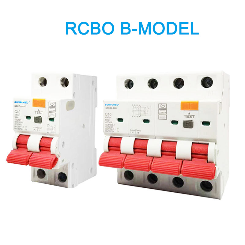 RCBO B 모델 2P 4P 잔류 전류 회로 차단기