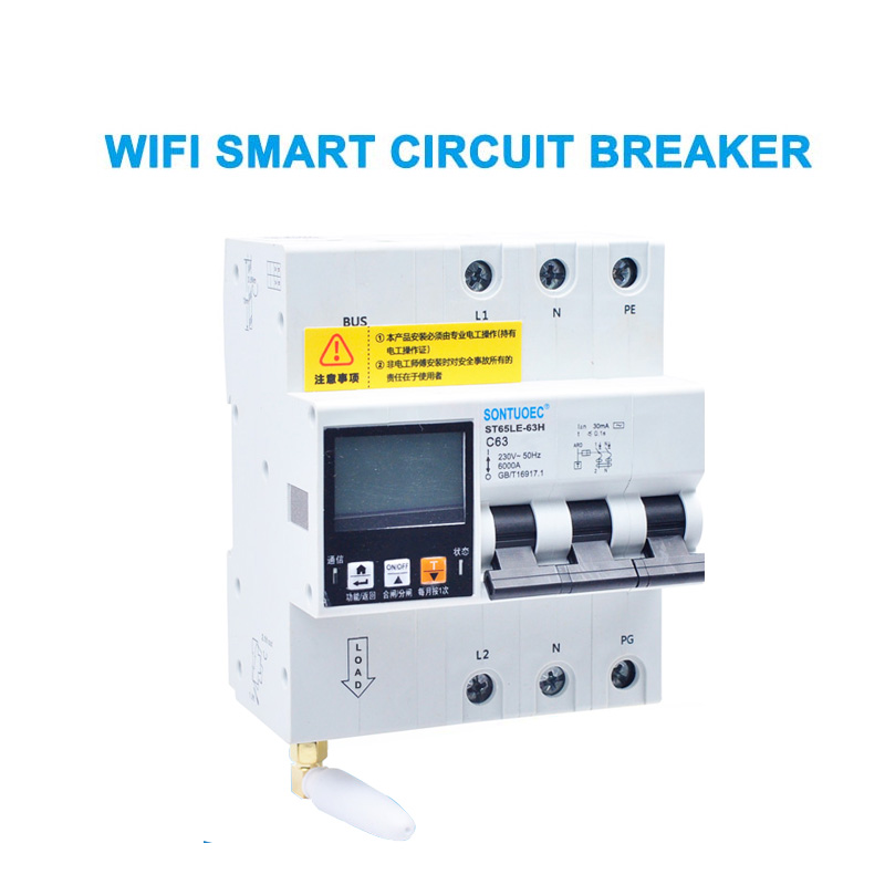 Wi-Fi 4G Tuya ST65LE-63H 시리즈 다중 기능 RCBO 지능형 회로 차단기